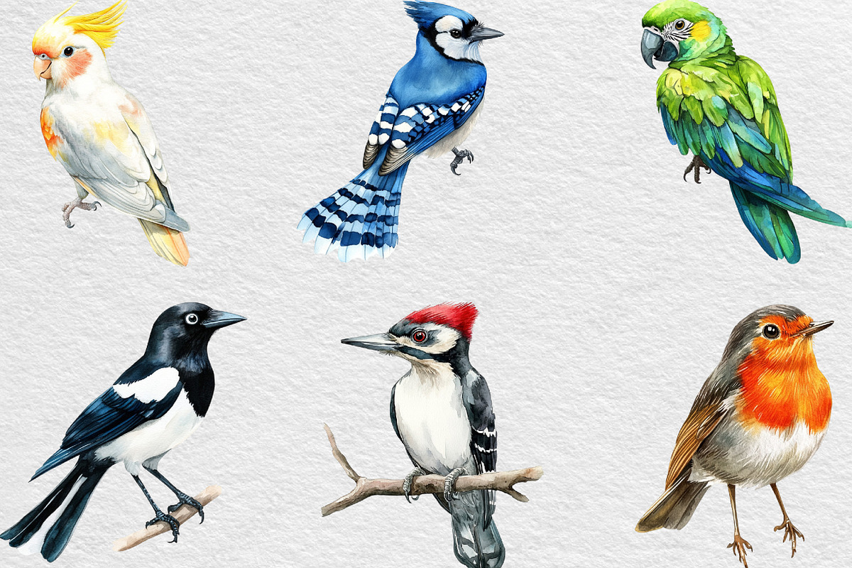 Cute Birds Clipart, an Illustration by Black Bird Studio (Photo 6 of 6)