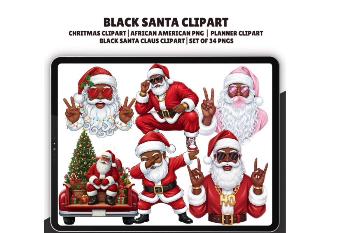 Black Santa Claus Clipart, an Illustration by CraftCrateShop (Photo 1 of 7)
