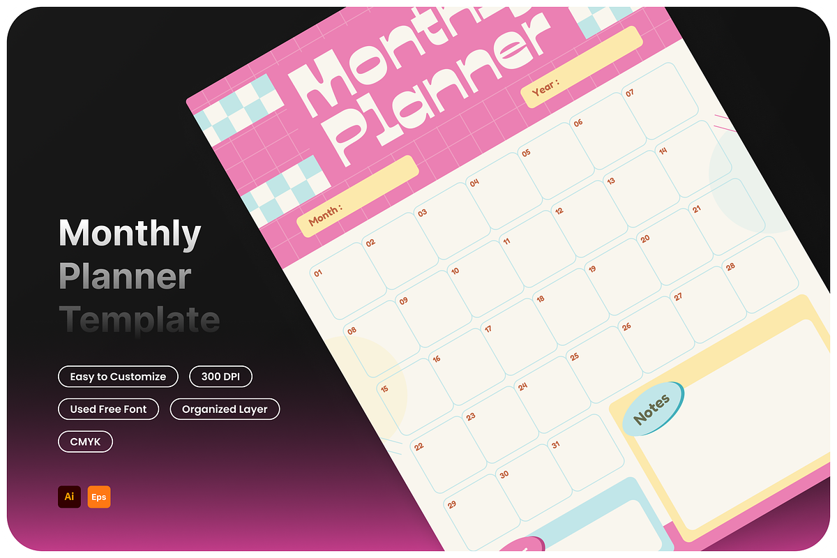 Monthly Planner Design Template, a Flyer Template by Annora Studio (Photo 1 of 5)