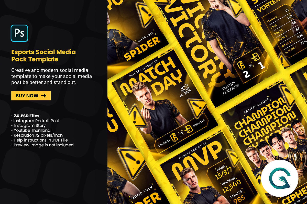 Esports Social Media Pack Template, a Social Media Template by Geelator Studio (Photo 1 of 4)