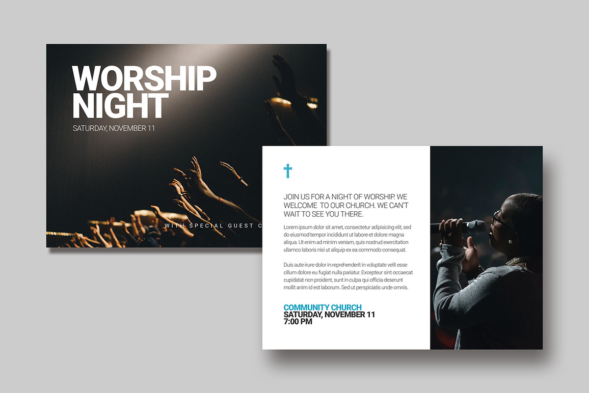 Worship Night Postcard, a Card Template by Church Resources Depot