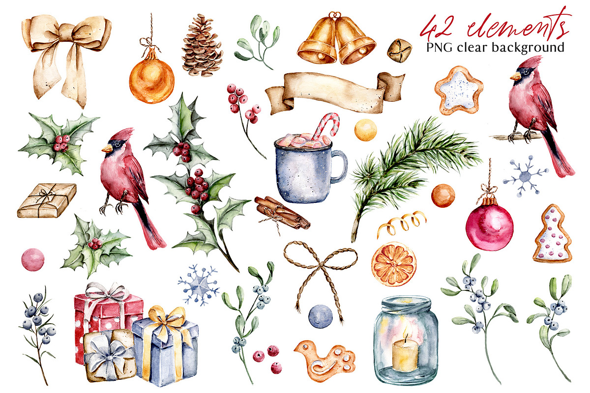 Christmas watercolor, PNG files, an Illustration by Larisa Maslova (Photo 4 of 10)