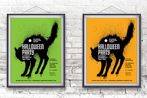 Halloween Party Poster - Black Cat