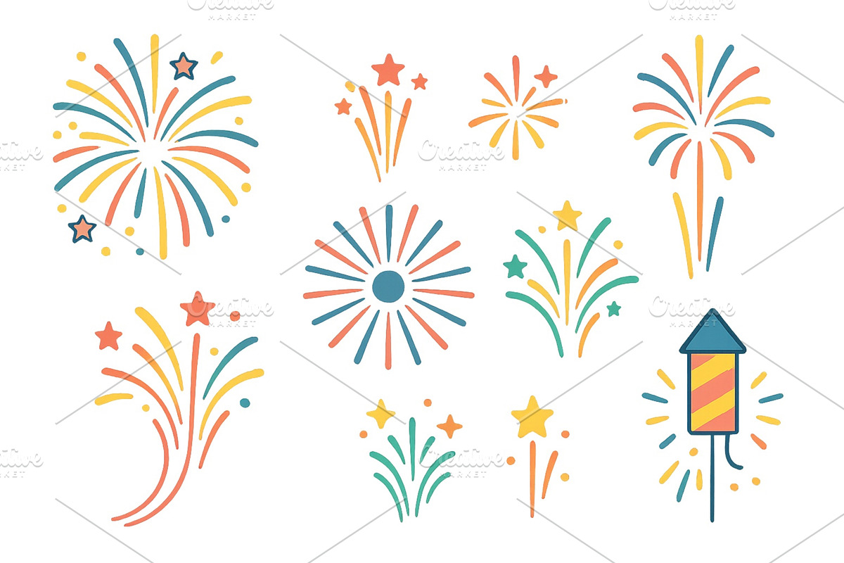 Colorful firework illustrations for, an Object Illustration by ZinetroN