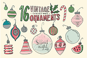 16 Vintage Christmas Ornaments, a Seasonal Illustration by charmellow (Thumbnail 1 of 5)