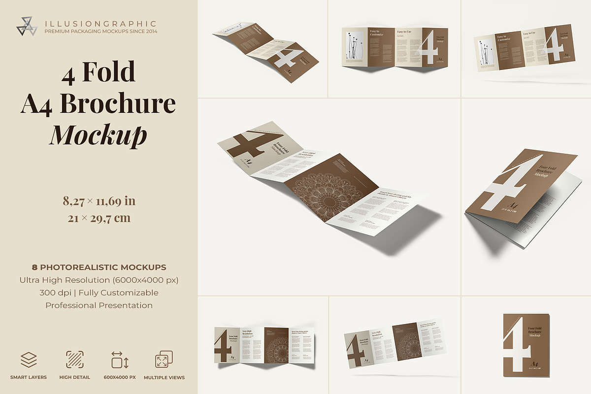 4 Fold A4 Brochure Mockup, an Advertising Mockup by Illusiongraphic (Photo 1 of 21)