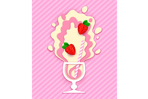 Paper cut milkshake cocktail, a Food Illustration by Vector Tradition