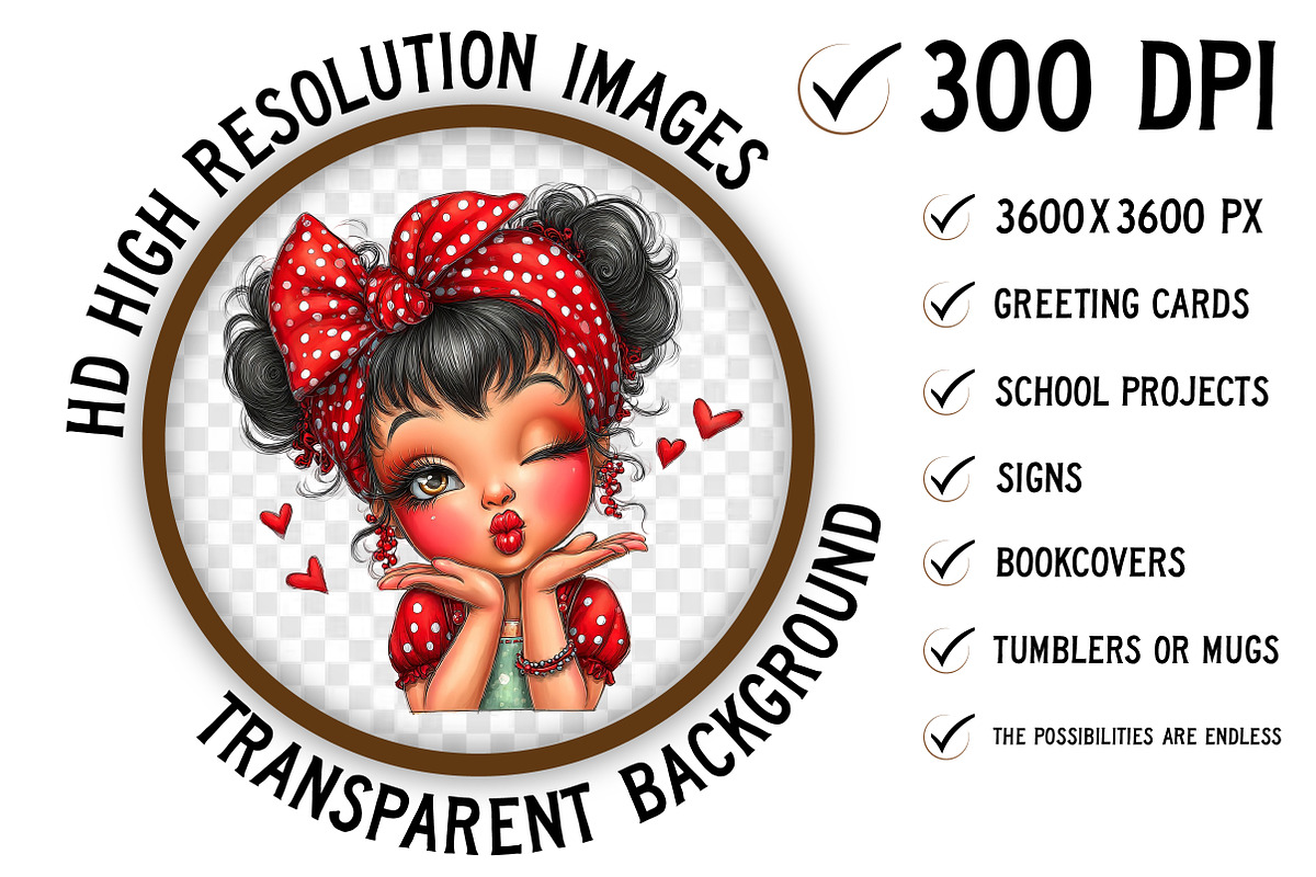 Whimsical Valentine Girls Clipart, an Illustration by Craft Nest (Photo 2 of 6)