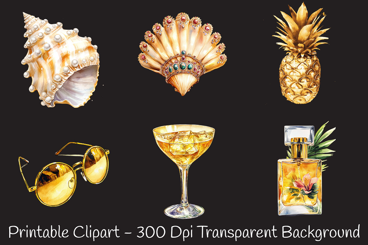 Luxury Golden Summer Clipart, an Illustration by RobertsArt (Photo 2 of 7)