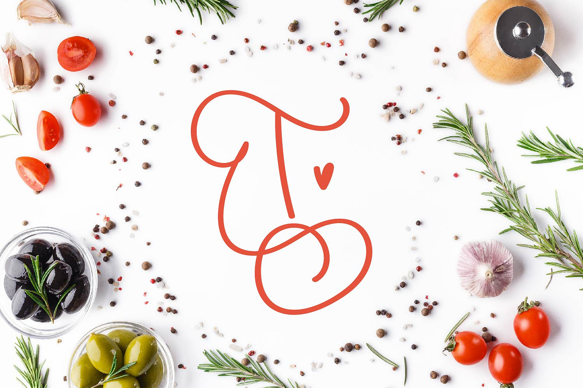 Scripty Monogram Font - With hearts, a Font by CraftyLittleNodes (Photo 9 of 9)