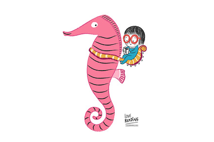Love reading! With a Seahorse