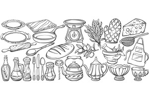 Vintage Kitchen Engraved Set