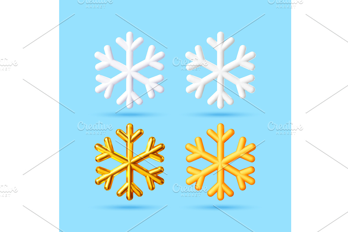 Set of 3d fluffy and shiny snowflake, an Object Illustration by Abscent