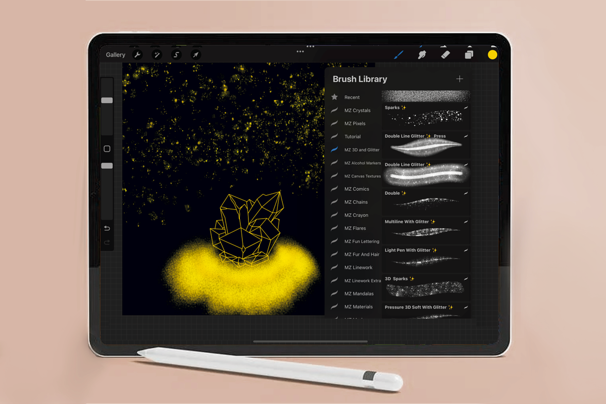 Procreate Glitter Brush and 3D, a Brush Add-On by byMariZen (Photo 3 of 4)