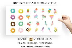 Ice Cream Donut Tileable Pattern