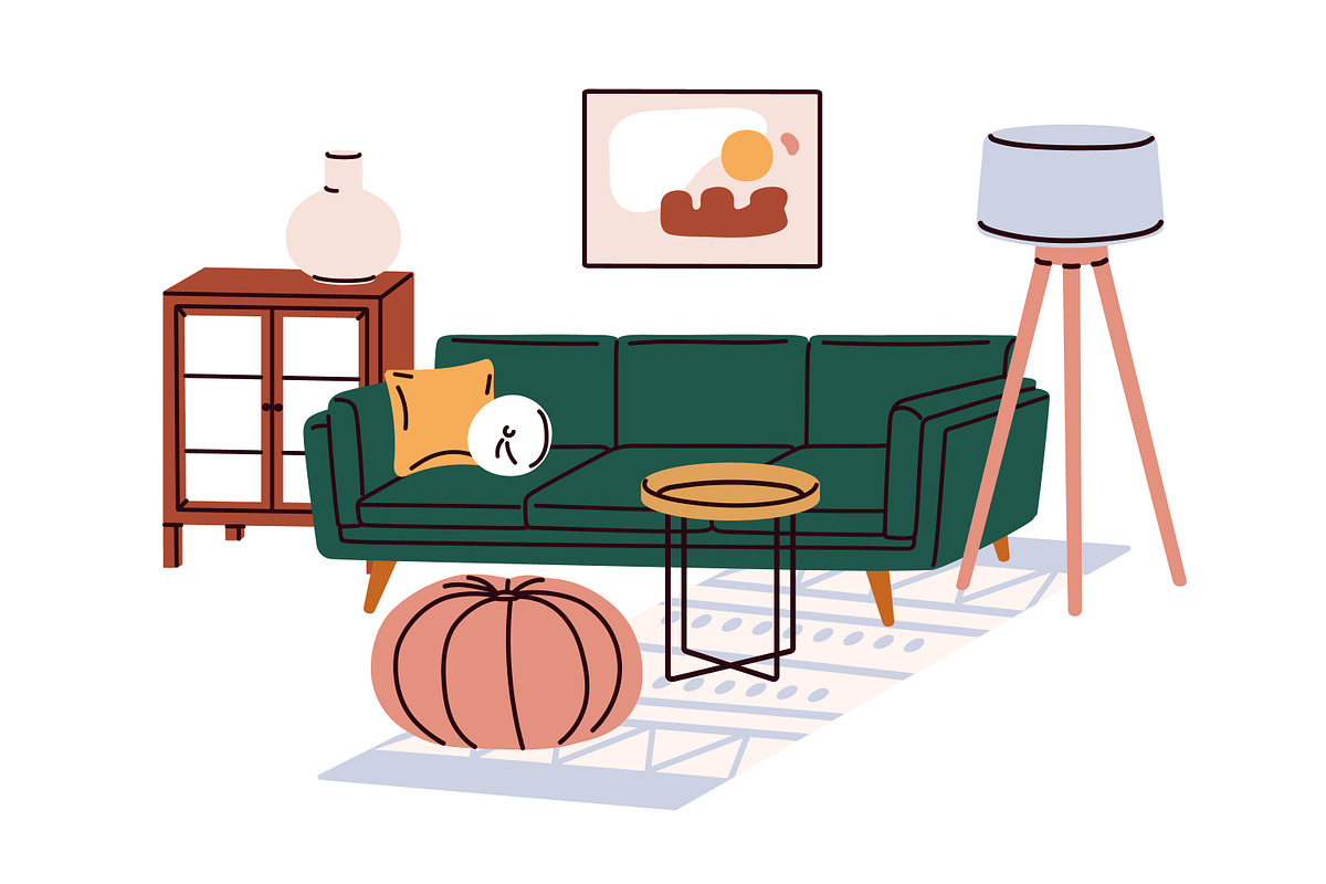 Living room, bedroom interior design, an Object Illustration by Good Studio (Photo 3 of 8)