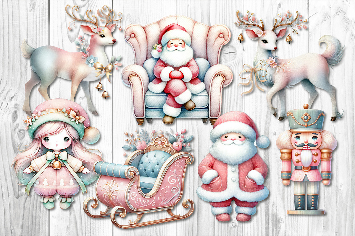 Pastel Christmas Clipart Collection, a Seasonal Illustration by V Design Creator (Photo 4 of 7)