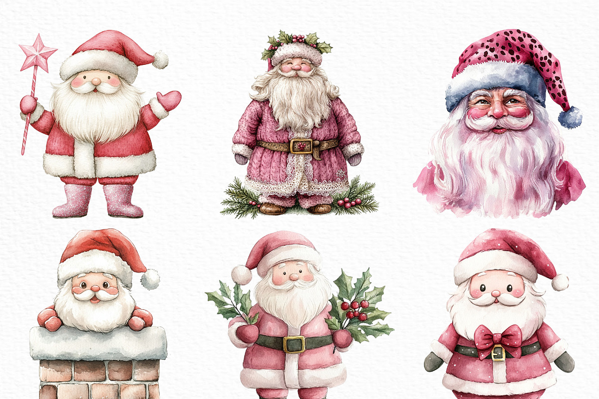 Pink Trendy Christmas Santa Png, an Illustration by Craft Nest (Photo 3 of 6)