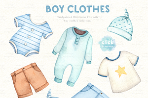 Boy Clothes Watercolor Clip Arts