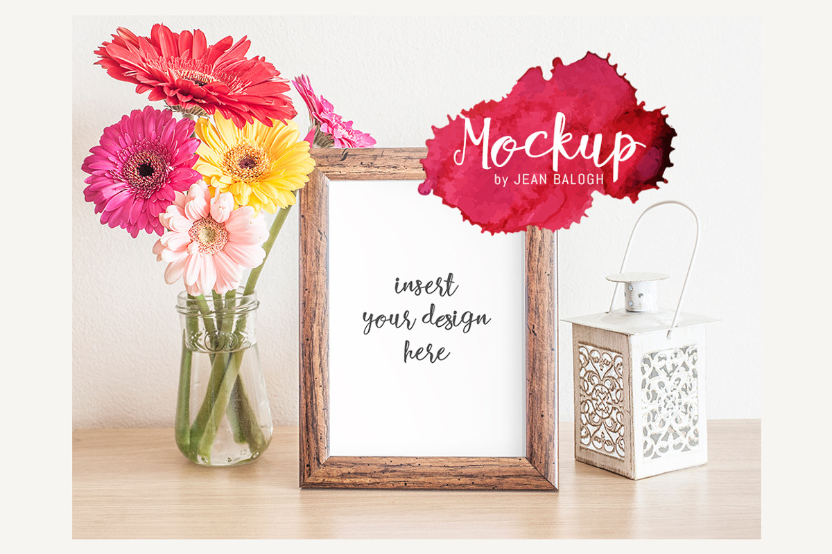 Wooden Frame & Flowers Mockup, a Presentation Template by Jean Balogh