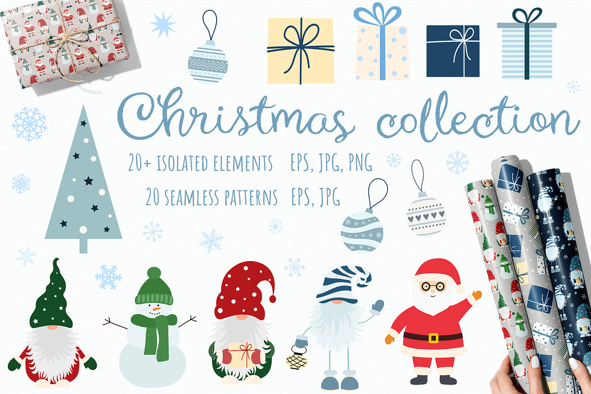 Christmas elements and patterns, a Decorative Illustration by Nataliia Pyzhova (Photo 1 of 6)