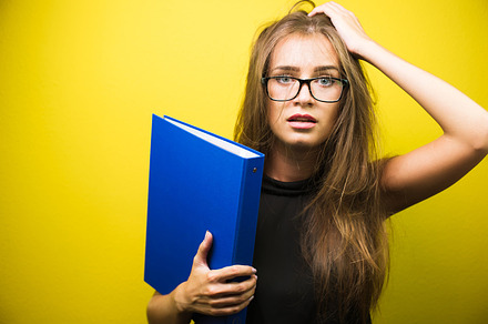 Portrait of a stressed woman stock photo containing business and stress