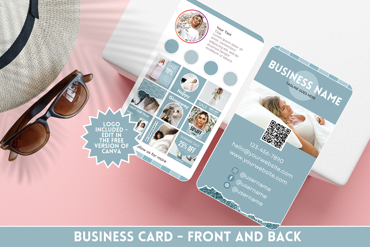 Business Card Template - Blue, a Business Card Template by SunshineStudioBoutique (Photo 1 of 9)