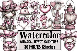 Whimsical Howdy Valentine's Clipart, an Illustration by Design Market