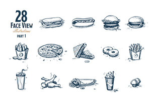 Fast Food Hand Drawn Set