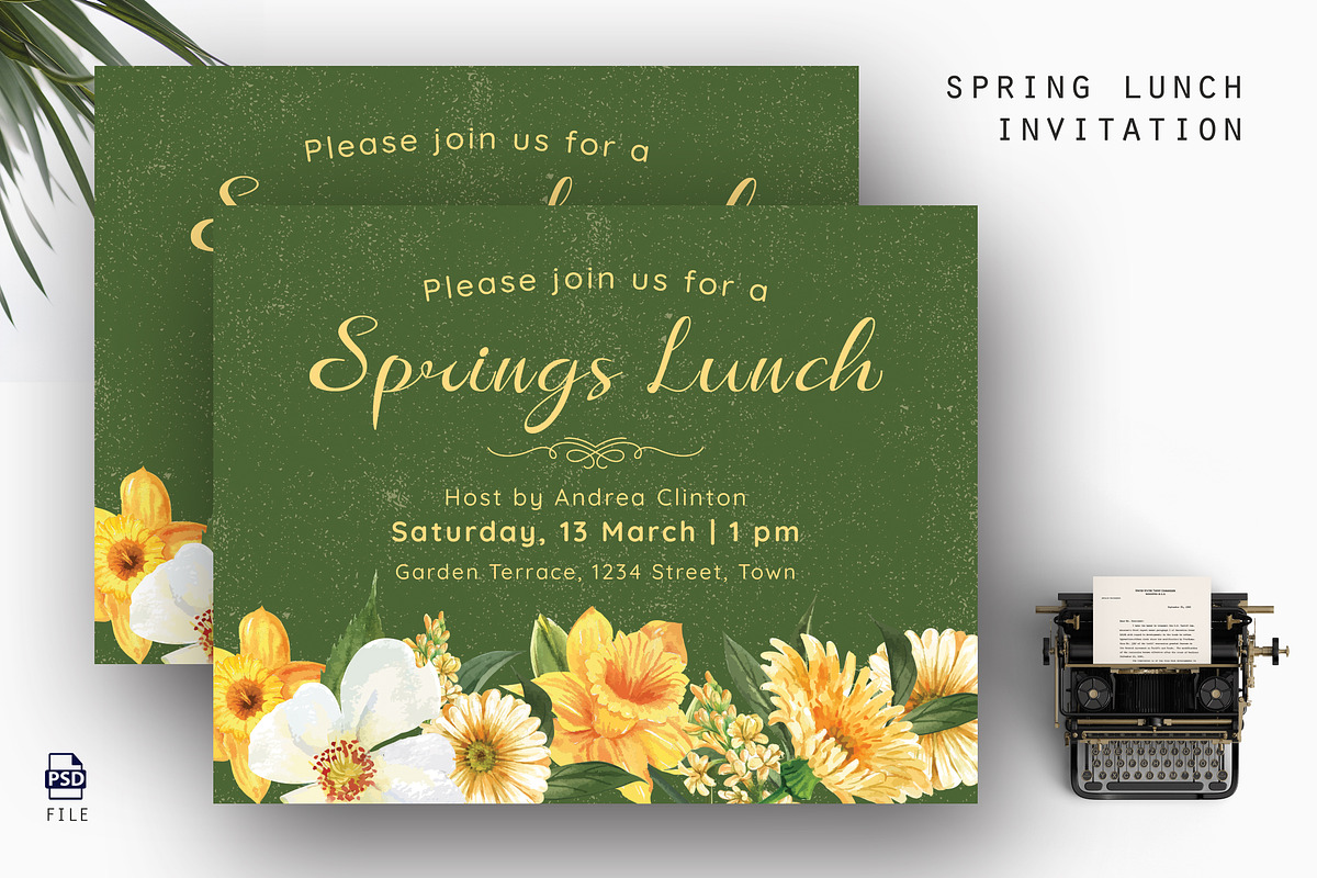 Spring Lunch Invitation, an Invitation Template by AQR Studio