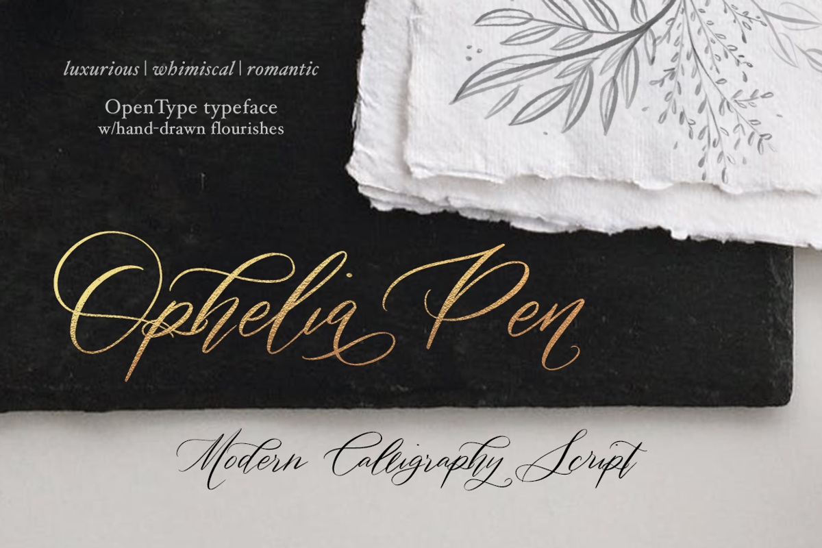 Ophelia Pen, a Script Font by KLUGE+CO (Photo 1 of 11)