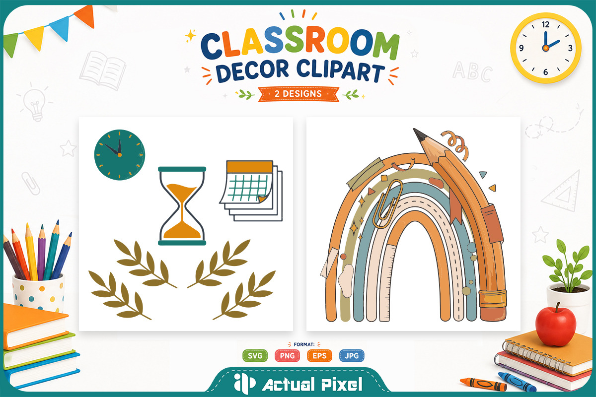 Classroom Decor Clipart Bundle, an Education Illustration by Actual Pixel (Photo 12 of 12)