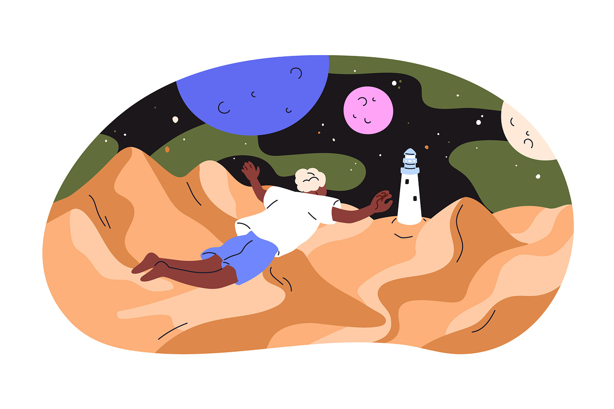 Sleeping people have dreams at night, a Person Illustration by Good Studio (Photo 9 of 12)
