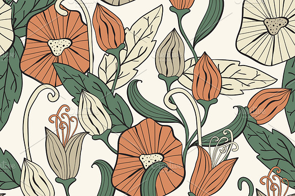 Vector Seamless Floral Funky Pattern
