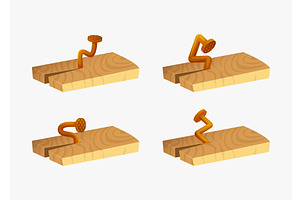 Rusty nails. curved nails hammered, an Illustration by Onyx