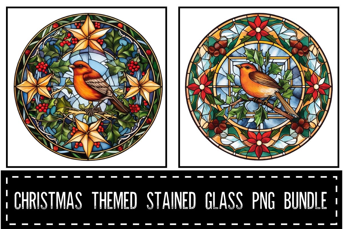 christmas themed stained glass windo, an Object Graphic by Pixxel_Studio (Photo 3 of 3)