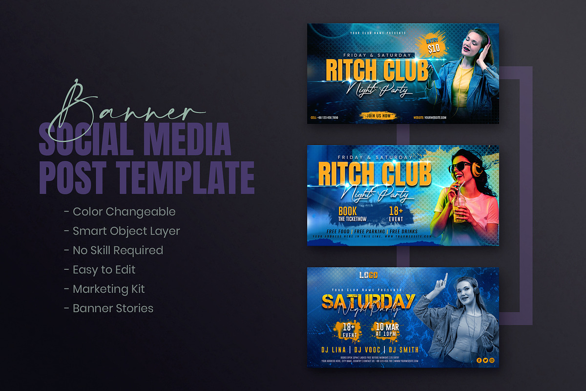 Party Social Media Template Bundle, a Social Media Template by Creative_View (Photo 8 of 8)