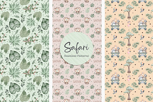 Watercolor Safari Clipart & Patterns