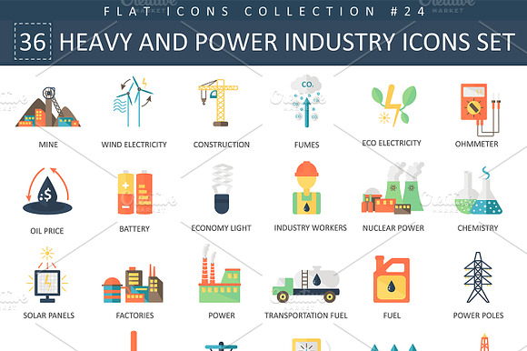 36 Heavy Power Industry Icons.