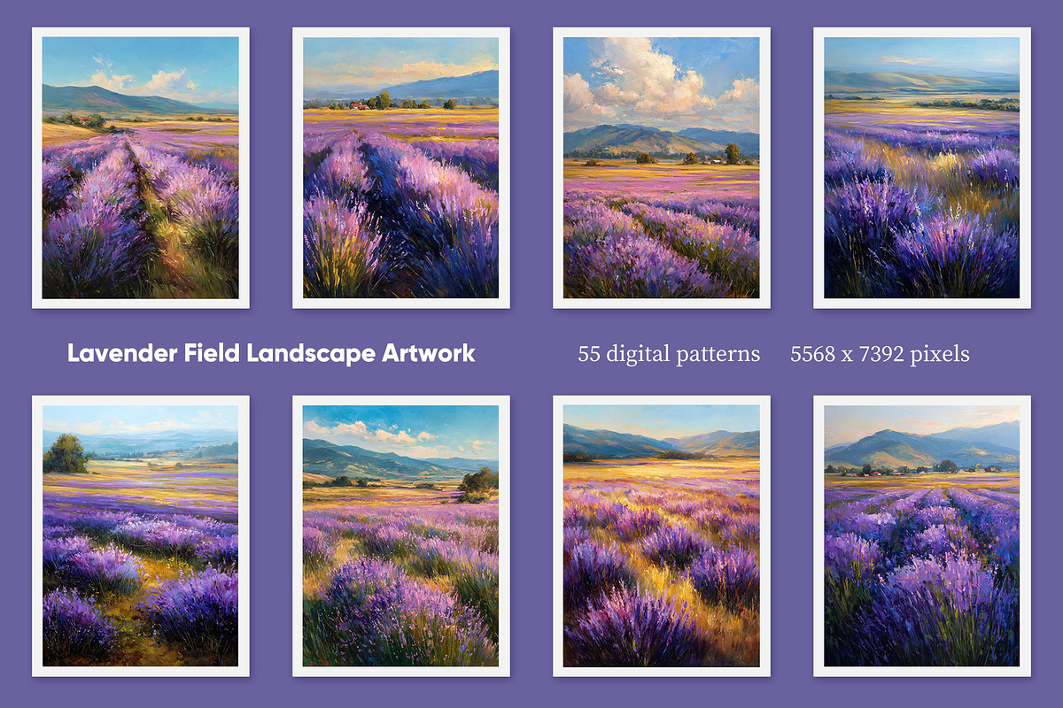 Lavender Field Landscape Artwork, a Decorative Illustration by Housui Patterns (Photo 2 of 12)