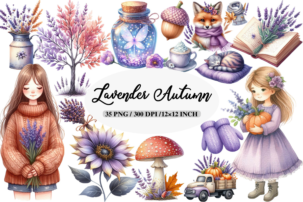 Lavender Autumn Clipart, an Illustration by Daily.Designs (Photo 1 of 5)