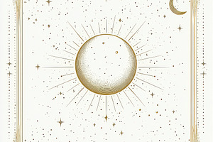 Celestial Sun Moon Stars Gold Art Pr, an Abstract Photo by Pixeness Studio