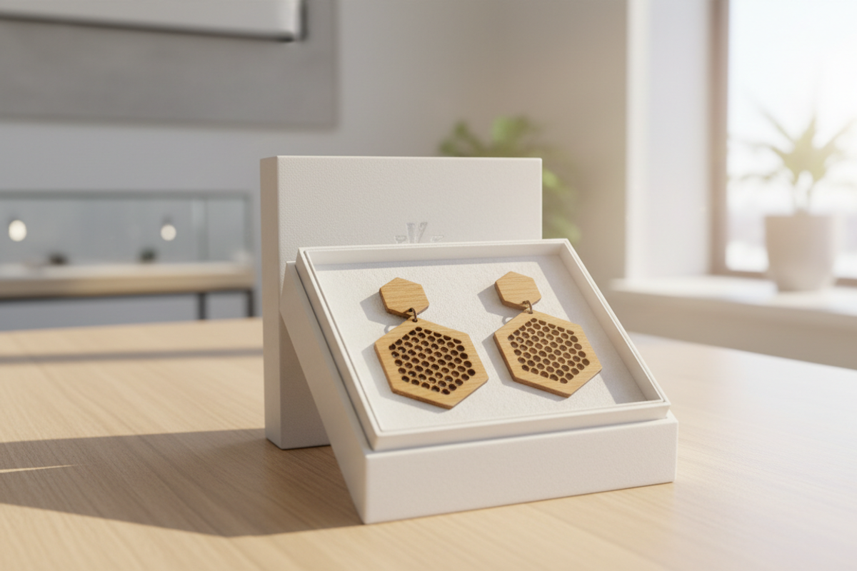 Elegant Laser Cut Wooden Earring, an Object Graphic by Designer_Momina (Photo 3 of 5)