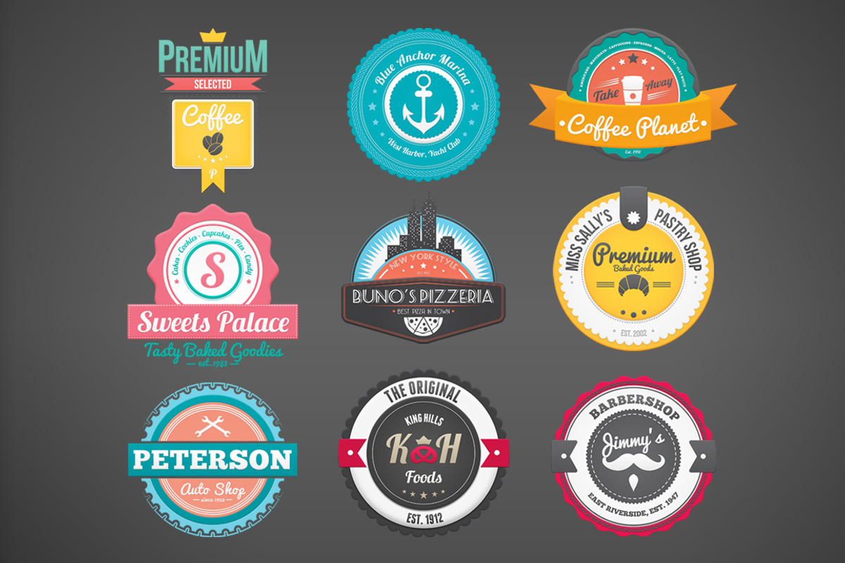 Retro Colorful Badges, a Branding & Logo Template by Graphicdome (Photo 2 of 4)