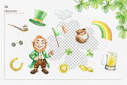 St Patrick's Day Watercolor Clipart, a Seasonal Illustration by Farida Bik (Thumbnail 2 of 11)