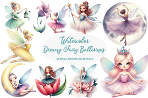 Dreamy Fairy Ballerinas Clipart, an Illustration by Daily.Designs