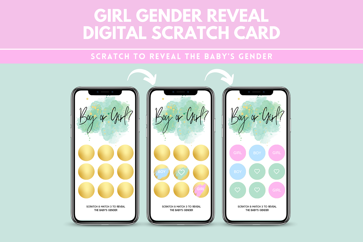 Girl Gender Reveal Scratch Card, an App Template by SunshineStudioBoutique (Photo 3 of 9)
