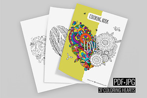 Love. Coloring Book. 37 Hearts