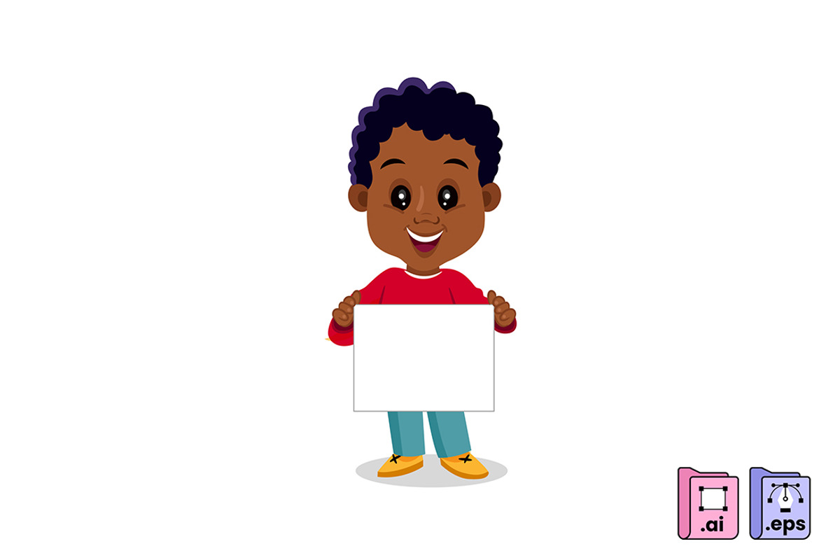 African Kid Holding Sign, a Person Illustration by MISS CHATZ (Photo 2 of 3)