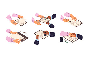 Signing of formal documents set, a Work Illustration by PaperTrident